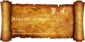 Mikulás Anna névjegykártya