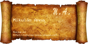 Mikulás Anna névjegykártya
